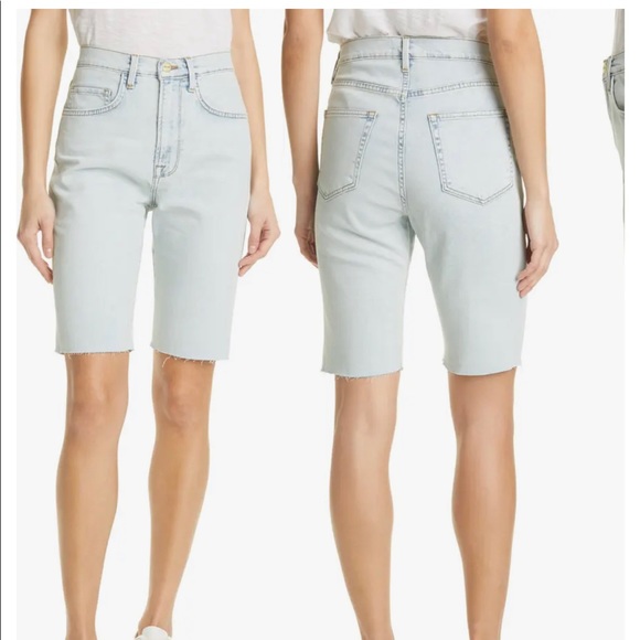 Frame Denim Denim - Frame Le Vintage Raw Edge High Waist Denim Bermuda Shorts